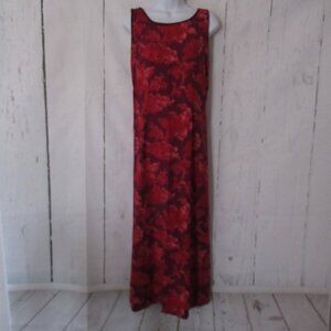 April Cornell Dress L Large Red Floral Maxi Prairie Cottagecore Sleeveless